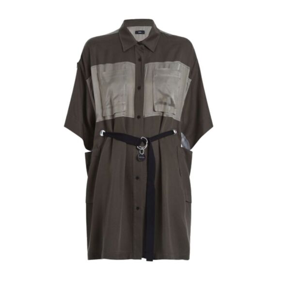 ⭕️ DIESEL Dress Olive green Satin Medium - Picture 1 of 11